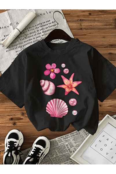 gencerco Μπλουζάκι Premium Oversize με Ειδικό Σχέδιο και Εκτύπωση Λουλουδιών