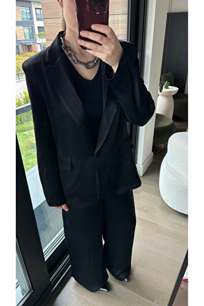 VERMOND Kemerli Saten Blazer Pantolon Takım