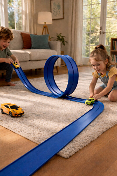 Factorial 4,5 Metre Yarış Pisti Oyuncak Araba Pisti Evde Parkta Oyun Race