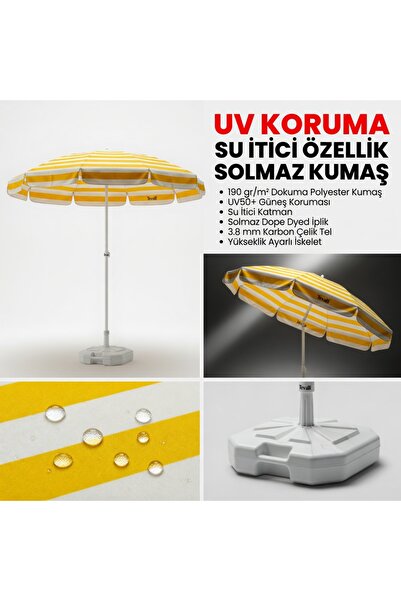 Çiçek Şemsiye 360° Dönebilen Plaj Şemsiyesi UV Korumalı – Su İtici Solmaz Kum...