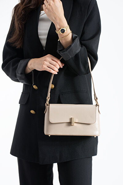 DEV 3 ADAM Γυναικεία τσάντα χειρός και ώμου από βιζόν με κάλυμμα μπαγκέτας