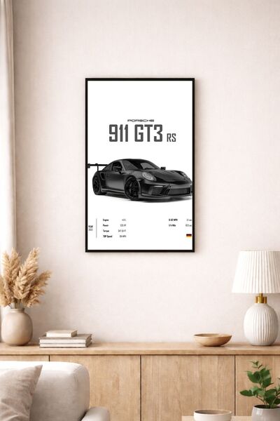 BuzzDesigns Porsche 911 GT3 RS Spor Araba Poster Tablo (Çerçeve Seçenekli)