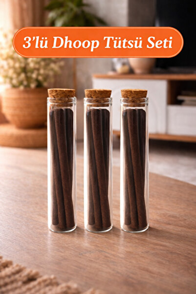 ORANGE CONCEPT Gül Kokulu Dhoop Tütsü Seti – 3 Cam Tüp (12 Adet) + Taş Stand ...