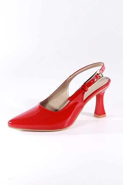 ZYVANA SHOES Medi Seri Women's Red Patent Leather Slingback Heeled Shoes – Po...