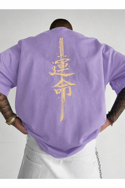 OVER HEAD Ανδρικό μπλουζάκι Samurai με τύπωμα oversized , με λαιμόκοψη, κοντο...