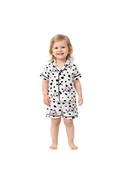 minipanda Kız Erkek Unisex Lüx Alt-Üst 2 Parça Desenleri Canlı Pamuklu Pijama...