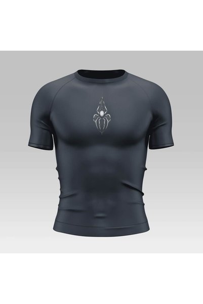 Yokedwear Spider Compression Narrow / Slim Crew Neck T-Shirt Gray Unisex Youth