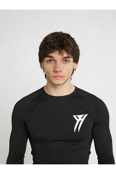 Yokedwear Long Sleeve Compression Slim Fit High Neck T-Shirt Black Unisex Youth
