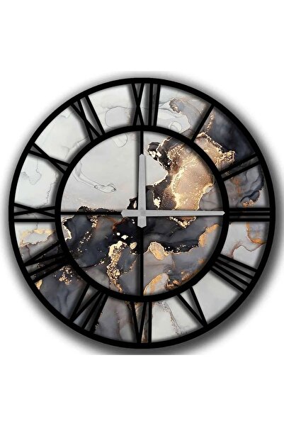 OEM Re-Bloom διακοσμητικό ρολόι τοίχου, MDF, γκρι/μαύρο/χρυσό, 50 εκ.