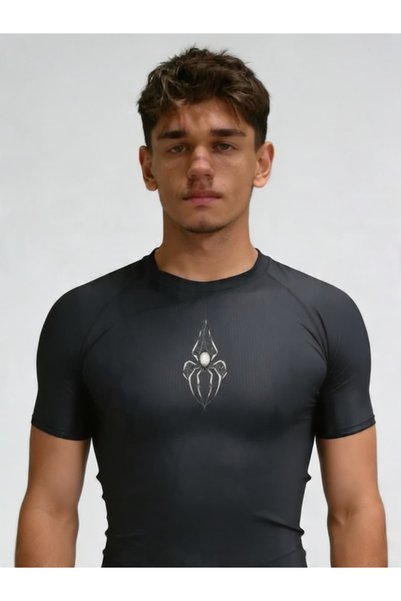 Yokedwear Spider Compression Narrow / Slim Crew Neck T-Shirt Gray Unisex Youth