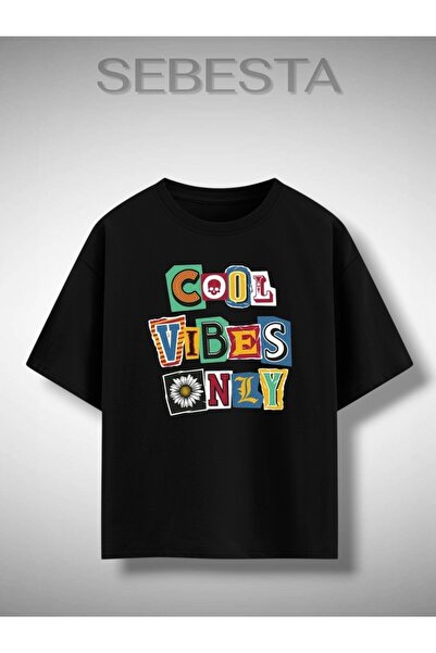 Sebesta Fashion Çok Vibes Only Printed Premium Oversize T-Shirt