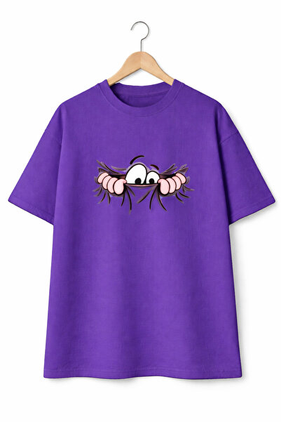 VODEXA Tricou oversize unisex cu imprimeu EYES, 100% bumbac, croială conforta...