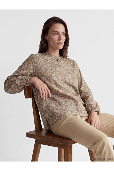 LC Waikiki Μπλούζα με σχέδιο και ψηλό γιακά με βολάν LCW Grace