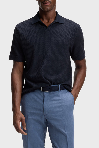 BOSS Jakarlı Pamuklu Regular Fit Kısa Kollu V Yaka Polo Erkek POLO 50561203 404
