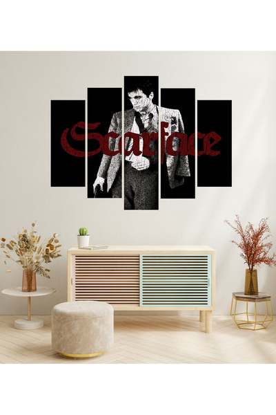 tablomaxtbx 5 Parça Scarface Tony Montana Mafya Suç Kült Sinema Film Dekorati...
