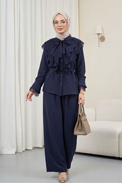 Modamorfo Σετ Cupra με παντελόνι με δαντέλα και βολάν, με δεμένο γιακά και ζώ...