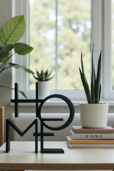 Luvena Modern HOME Yazılı Dekoratif Biblo Siyah Metal Masa Üstü Ev Salon Ofis...