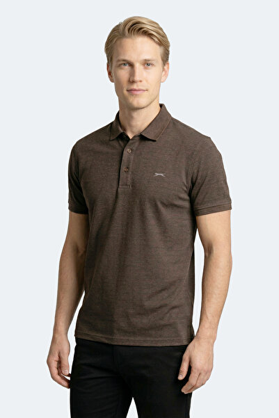 Slazenger Ανδρικό μπλουζάκι ZANY με λαιμόκοψη πόλο σε καφέ χρώμα