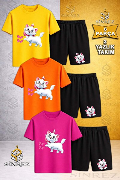 SİNREZ Tricou pentru copii, cu imprimeu CAT, RIBBON, BUTTERFLY, cu gât rotund...