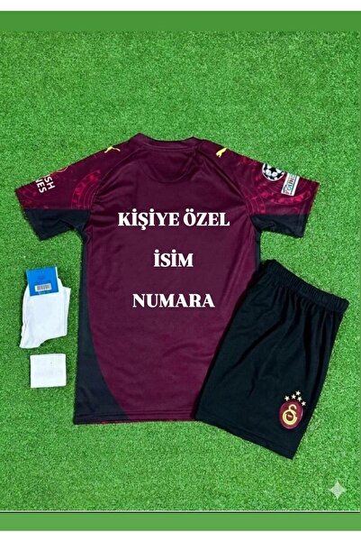 Marka Extra BORDO 2026/2027 sezonu KİŞİYE ÖZEL İSİMLİ Çocuk Forması 4 Lü Set