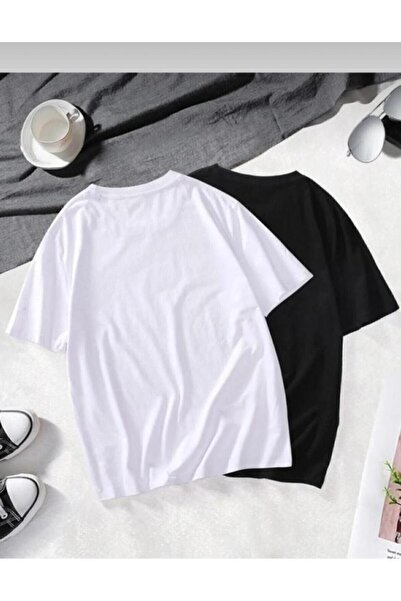 GKN WEAR Μονόχρωμο Μπλουζάκι Oversize Λευκό Μαύρο Καθημερινό Συνδυασμό