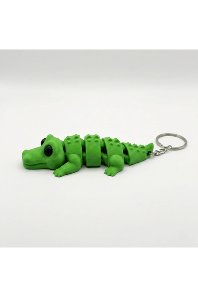 Atatuğ Hediyelik Movable 3D Printed Green Crocodile Keychain - Articulated Fi...