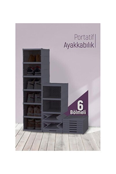 Tekreyonda 6'lü Portatif Organizer Dolap Çok Amaçlı Kapaklı Katlanır Ayakkabı...