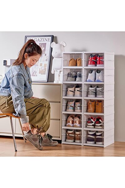 Tekreyonda 6'lü Portatif Organizer Dolap Çok Amaçlı Kapaklı Katlanır Ayakkabı...