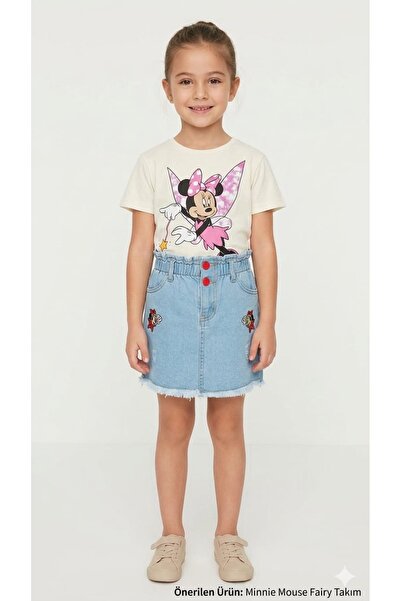 ARBİ kids Κοριτσίστικο μπλουζάκι μίνι με τζιν φούστα και ελαστική μέση, κομψό...