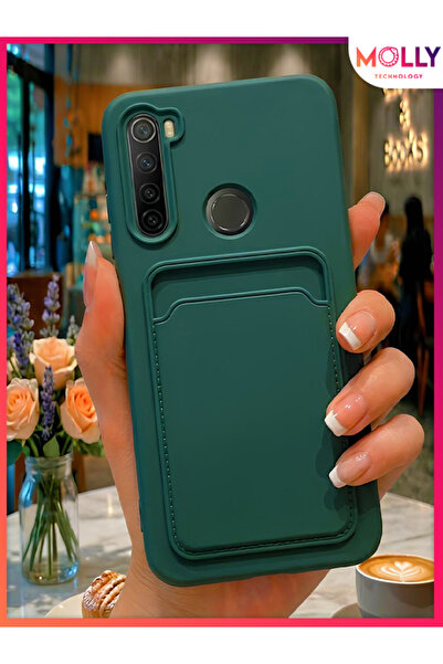 Molly REDMİ NOTE 8 İçin Koyu Yeşil Kart Cepli Mat Silikon Kılıf