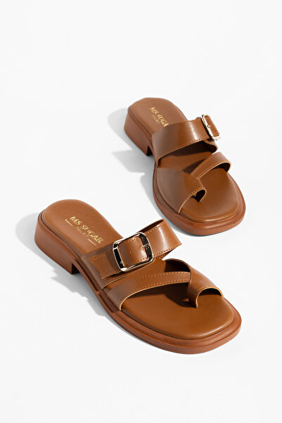 MS SUGAR SHOES Papuci de damă minimaliști din piele intoarsa cu cataramă aurie