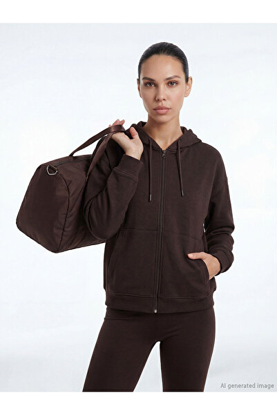 LC Waikiki Nevavm Hooded Soft Touch Women's Zippered Sweatshirt with a Differ...