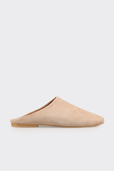 Elle Shoes Bej Deri Kadın Terlik