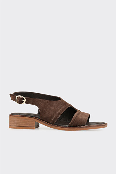 Elle Shoes Kahve Deri Kadın Sandalet