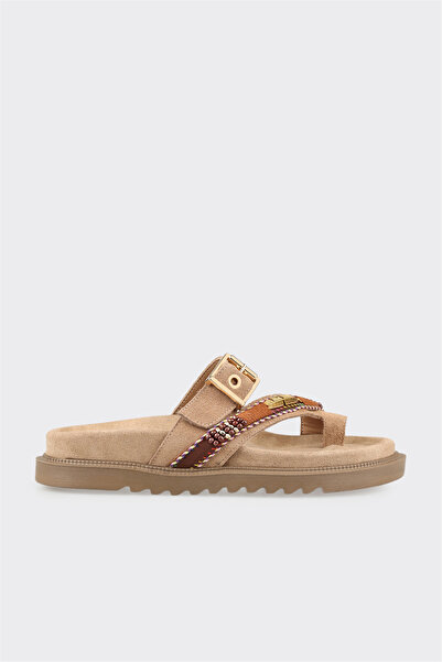 Elle Shoes Vizon Deri Kadın Terlik