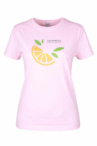 trender Tricou de damă roz Lemon cu decolteu în formă de O și croială relaxat...