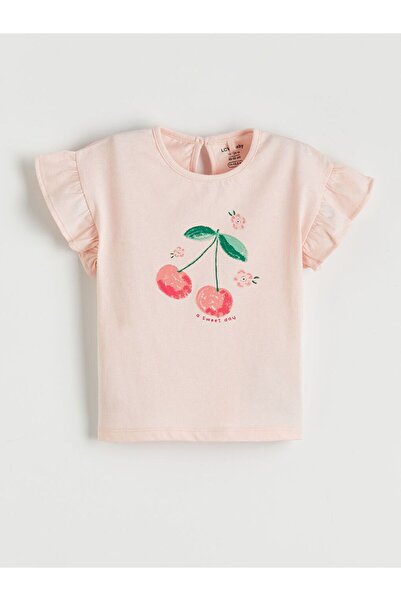 LC Waikiki Lcw Baby Crew Neck Printed Ruffle Baby Girl T-Shirt