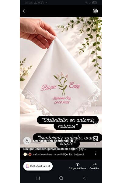 seninatolyenn Nakış işlemeli Söz Mendili Damat Mendili Hediyelik Mendil