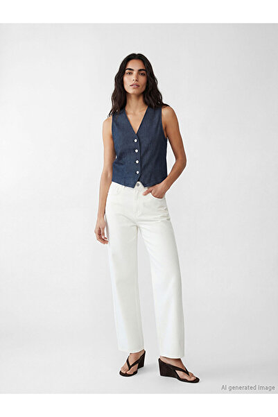 LC Waikiki Natuvera White Wideleg Women's Jean Pants with Nevavm Difference -...