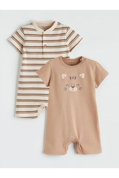 LC Waikiki LCW baby Baskılı ve Çizgili Erkek Bebek Tulum 2''li
