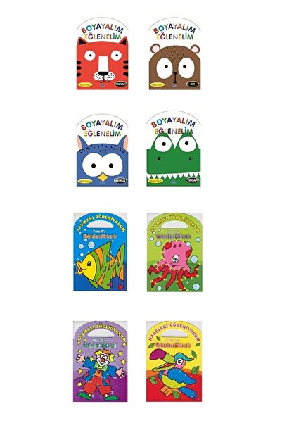 Parıltı Yayınları Let's Color and Have Fun 4 Books+Connect the Dots 4 Books
