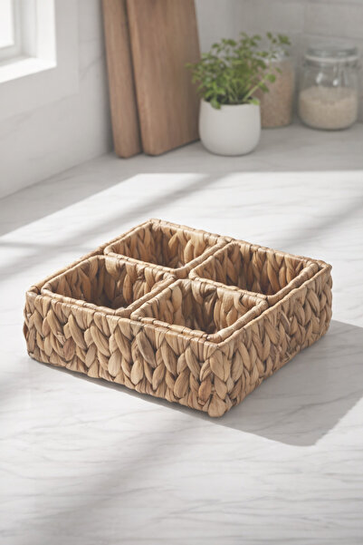 JASPER JPR-9073 Σετ 5 τετράγωνων ψάθινων καλαθιών για σνακ - Καλάθι ψωμιού