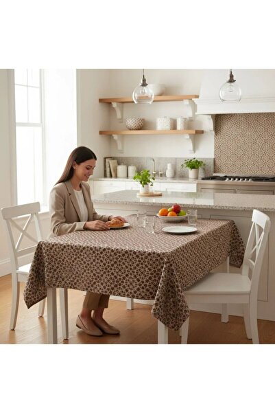 Lenjerii Deosebite Teflon-coated tablecloth 140x180 cm, Geometric pattern bro...