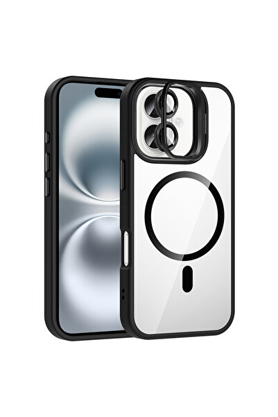 UnDePlus Apple iPhone 17 Kılıf Kamera Lens Hediyeli Standlı M-Safe Şarj Özell...