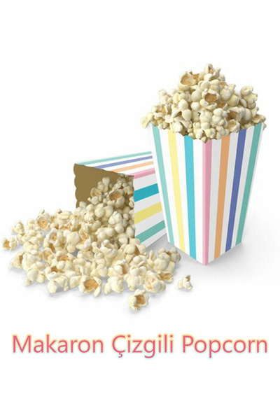 parti pera Makaron Çizgili Mısır Kutusu Popcorn 8 Adet