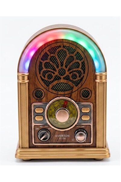 Everton Rt-752 Şarjlı, Led Işıklı Nostaljik Radyo Bluetooth-Usb-Sd-Fm