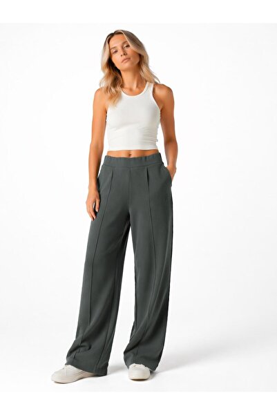 vovido Γυναικείο μαύρο ψηλόμεσο φαρδύ παντελόνι – 30002