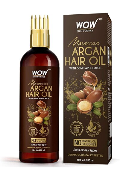 WOW زيت الأرغان المغربي للشعر من سكين ساينس - مع مشط للتطبيق - خالٍ من الزيوت...