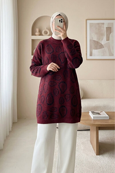 Modamorfo Πλεκτό πουλόβερ με όρθιο γιακά και σχέδιο σταγόνας, με γένια και χα...