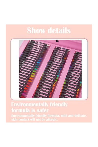 ZCM-HAPPY 208-Piece Kids Drawing Set with Crayons, Oil Pastels, Markers & Colored Pencils Folding Art Kit